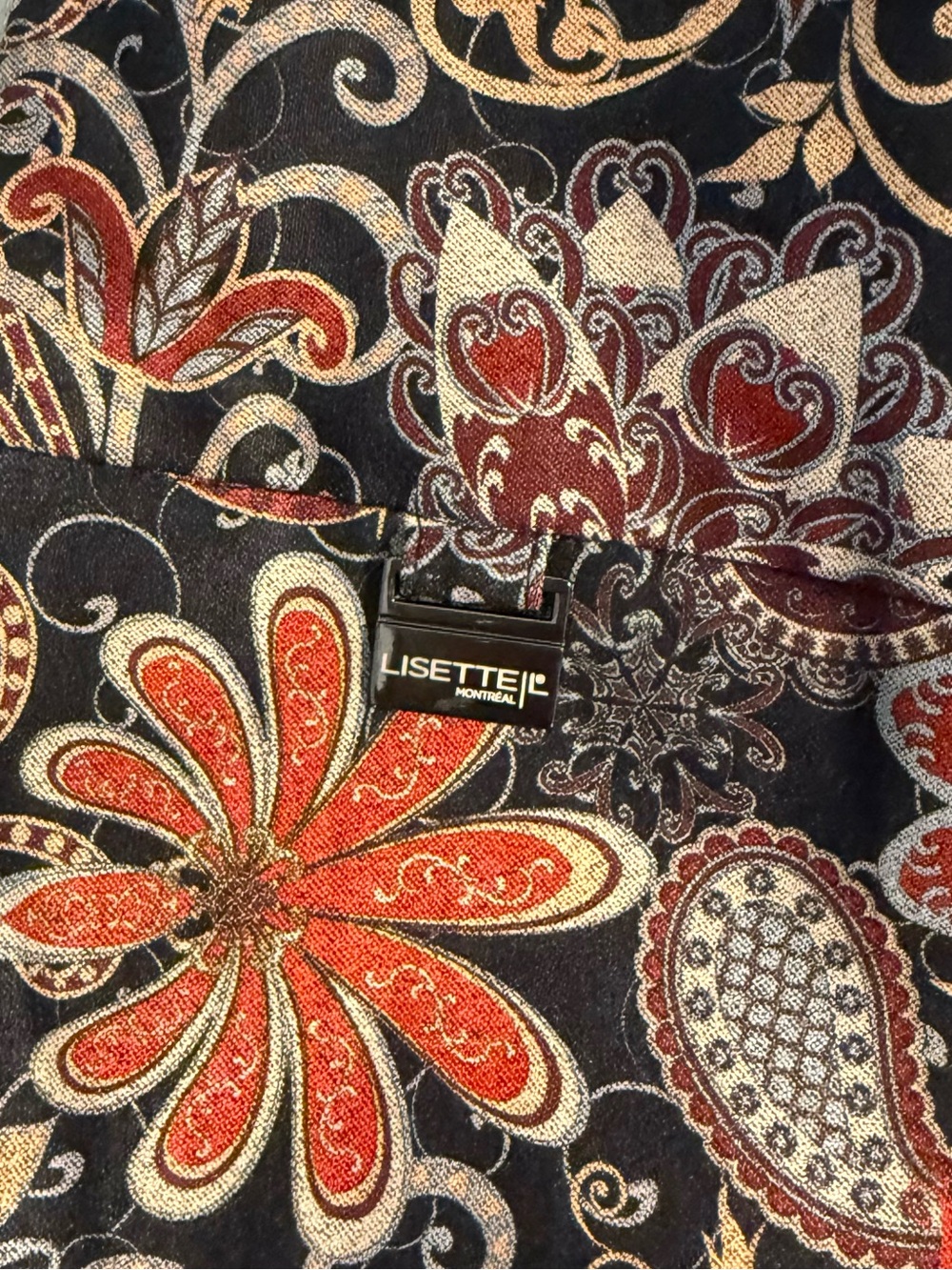 LISETTE L Montreal Black Pants with Red & Cream Paisley Print - Picture 4 of 8